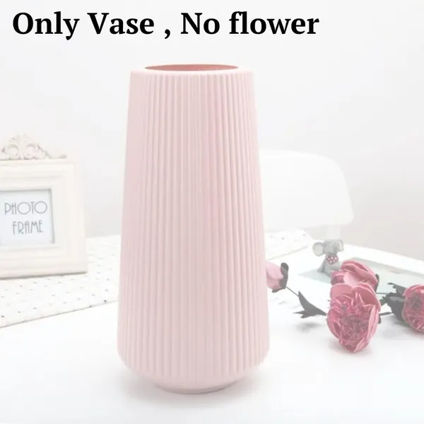Elegant_Ribbed_Decorative_Flower_Pink_Vase_|_Lightweight_&_Stylish_30cm