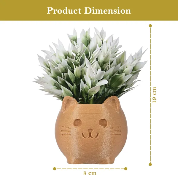 Pack_Of_2_Golden_Cute_Cat_Shaped_Planters_With_Faux_Flowers_Decorative_Animal_Pots_For_Home_Or_Office