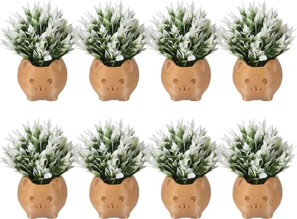 Pack_Of_2_Golden_Cute_Cat_Shaped_Planters_With_Faux_Flowers_Decorative_Animal_Pots_For_Home_Or_Office