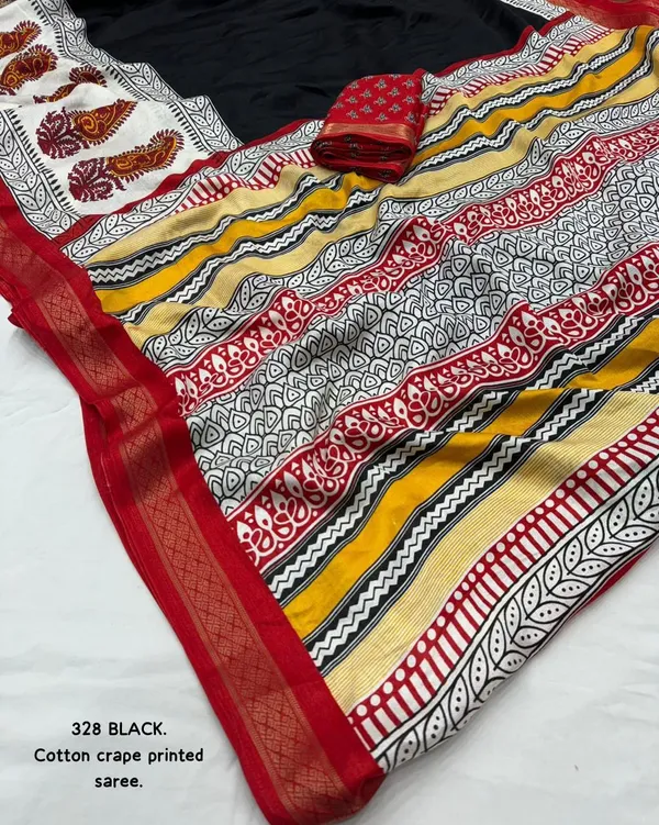 Black_Cotton_Crape_Printed_Saree_For_Women