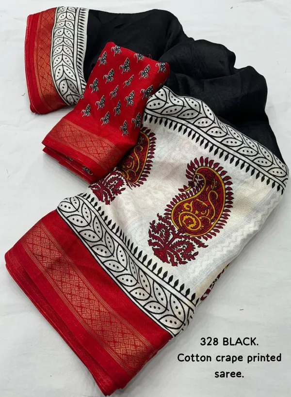 Black_Cotton_Crape_Printed_Saree_For_Women
