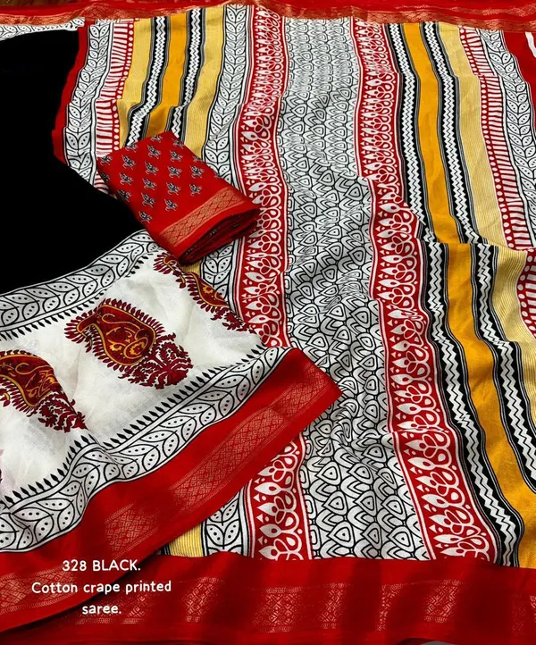 Black_Cotton_Crape_Printed_Saree_For_Women