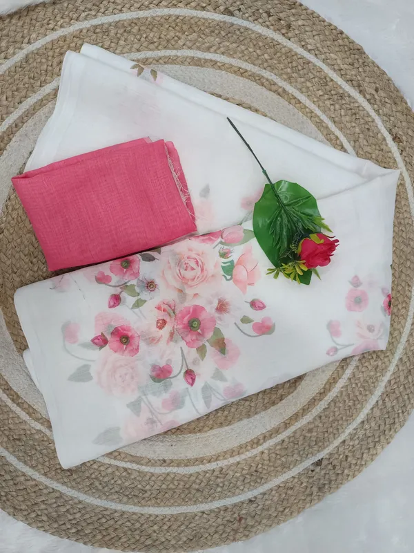 Elegant_Linen_Cotton_Floral_Saree_For_Women
