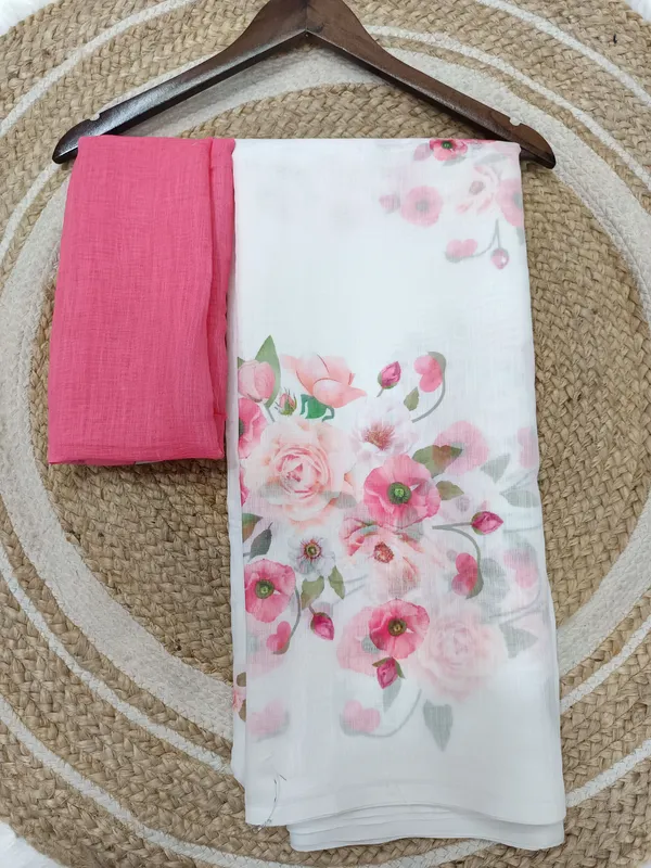 Elegant_Linen_Cotton_Floral_Saree_For_Women