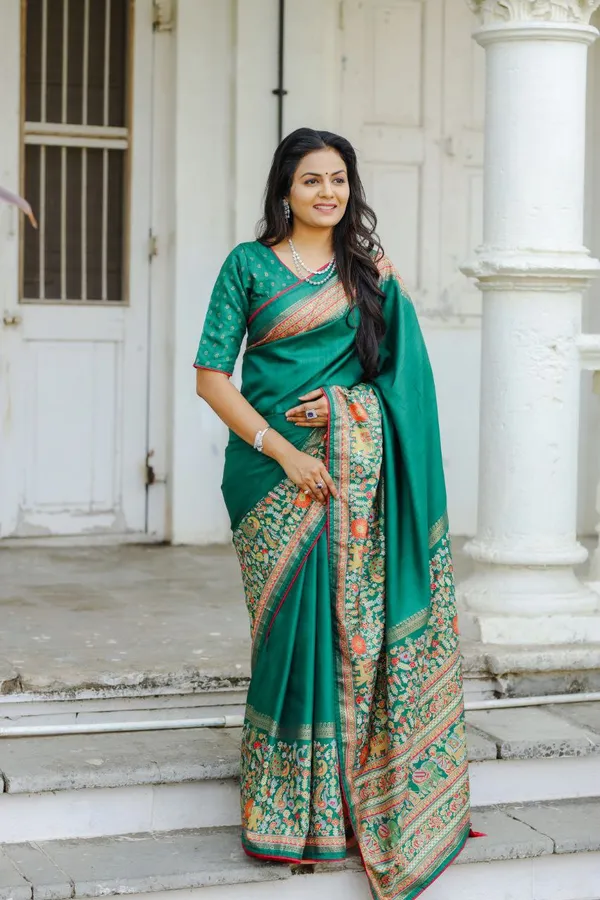 Green_Chanderi_Printed_Saree_For_Women