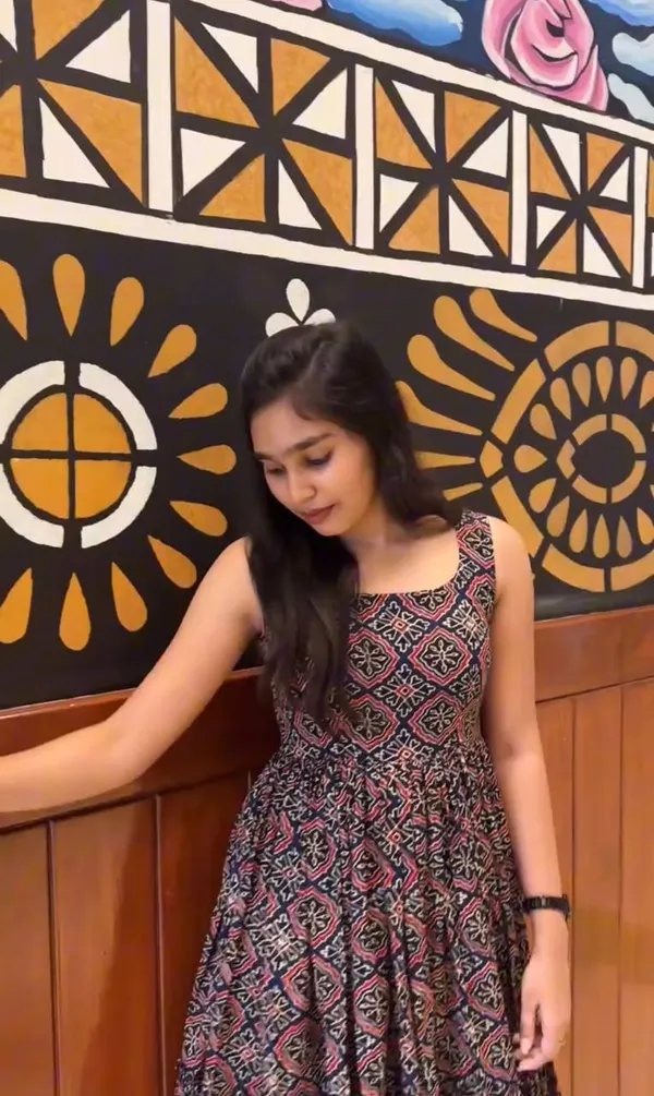 Blue_Kalamkari_Printed_Soft_Cotton_Dress_For_Women