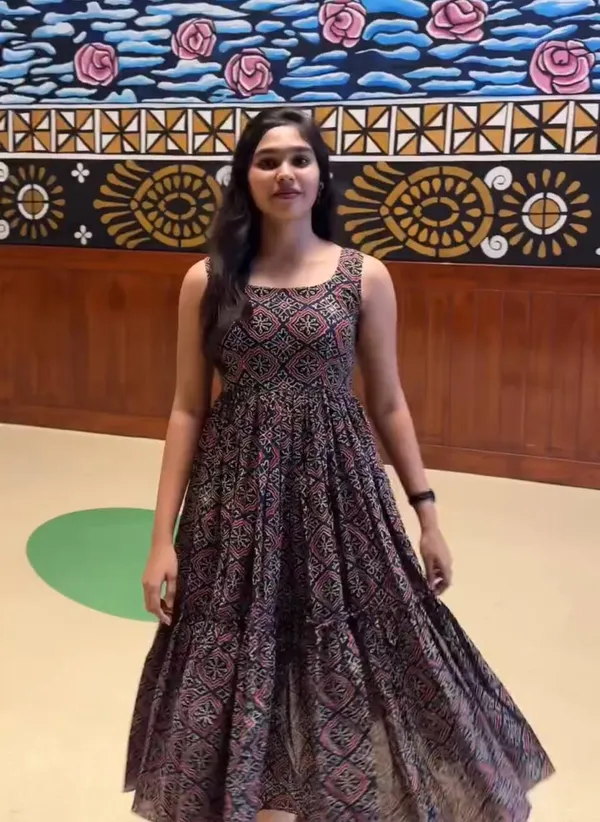 Blue_Kalamkari_Printed_Soft_Cotton_Dress_For_Women