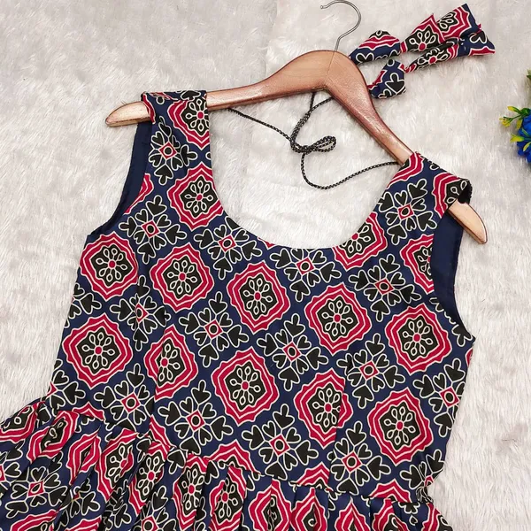Blue_Kalamkari_Printed_Soft_Cotton_Dress_For_Women