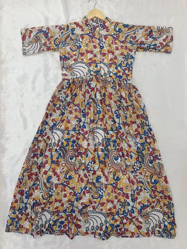 Multicolor_Kalamkari_Printed_Soft_Cotton_Dress_For_Women