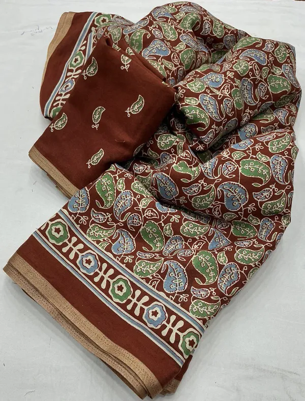 Maroon_Ajrakh_Printed_Cotton_Saree_For_Women
