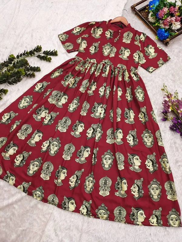 Maroon_Kantaraprined_Dress_For_Women