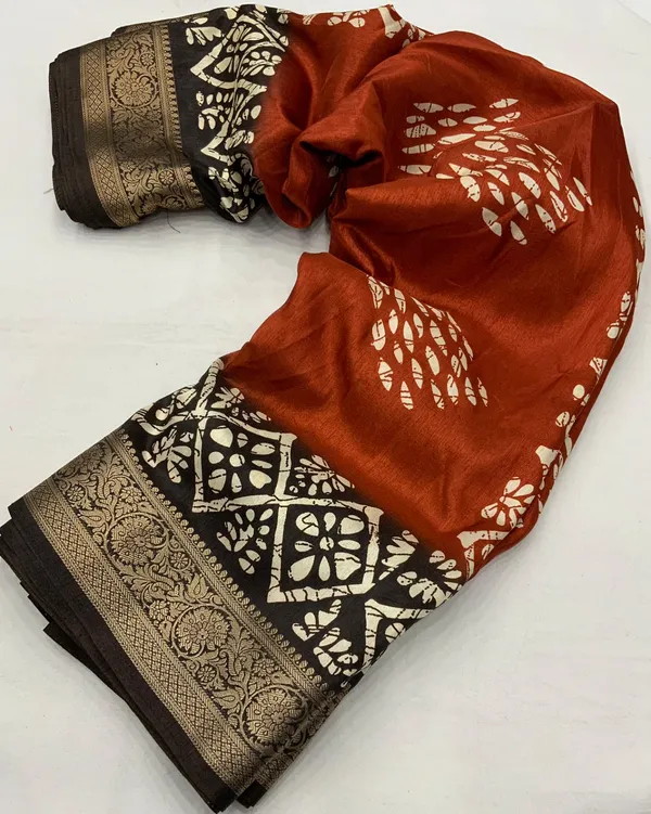 Orange_Mohini_Cotton_Crape_Batik_Printed_Sarees_For_Women