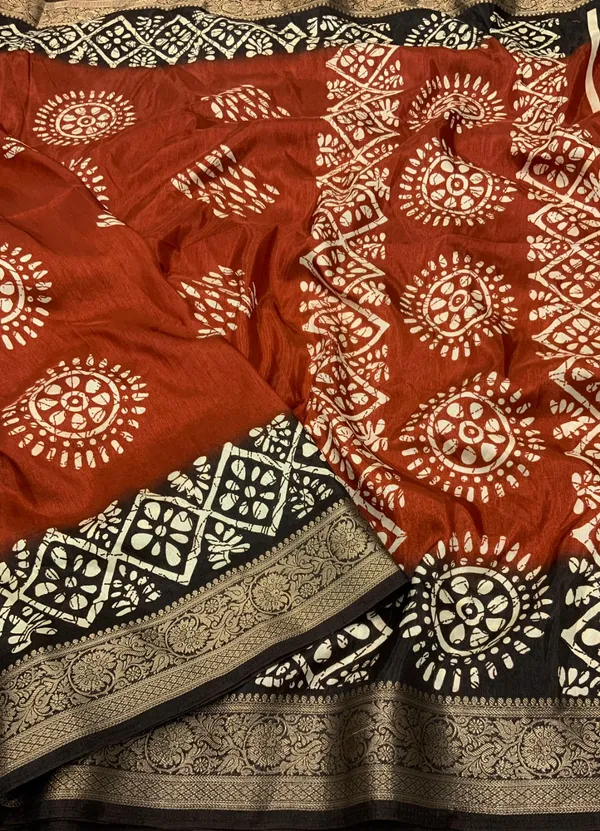 Orange_Mohini_Cotton_Crape_Batik_Printed_Sarees_For_Women