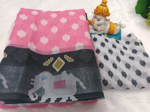 Beautiful_Pink_And_Black_Ikat_Saree_Form_Women