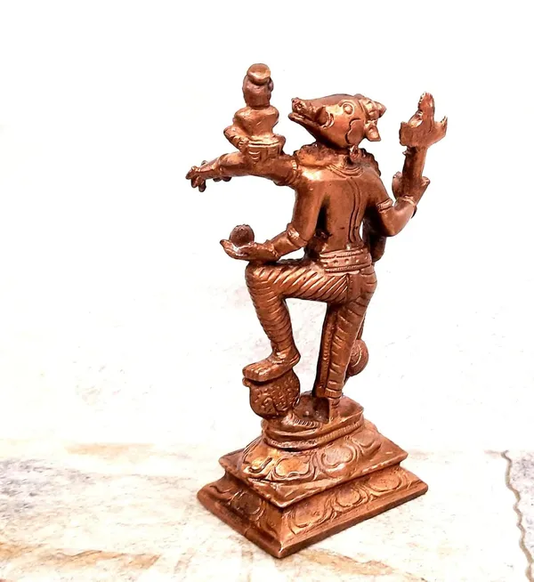 Brownish-Orange_Copper_Idols_India,_5.1_Inches,_Handmade_Rarest_First_Time_To_Market_Boovaraga,_415G,_Patina_Antique_Finish,_Pack_Of_1_Piece