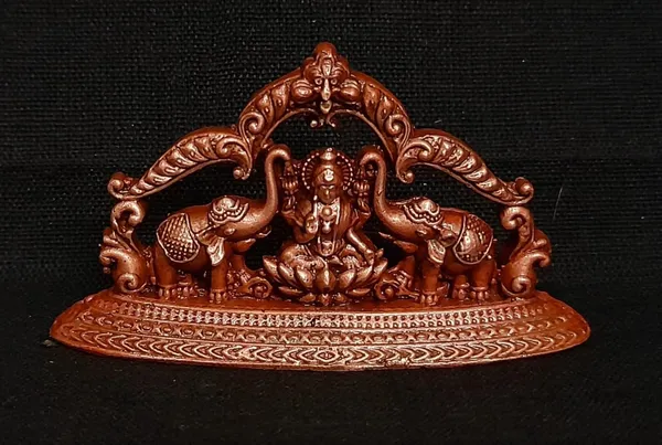 Brownish-Orange_Copper_Idols_India,_1.3_Inches,_Handmade_Mahalakshmi_Idols_With_Paired_Elephants,_55G,_Patina_Antique_Finish,_Pack_Of_1_Piece