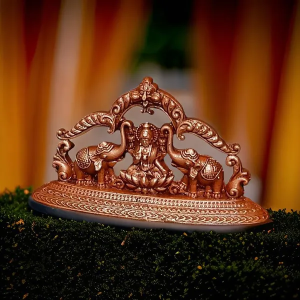Brownish-Orange_Copper_Idols_India,_1.3_Inches,_Handmade_Mahalakshmi_Idols_With_Paired_Elephants,_55G,_Patina_Antique_Finish,_Pack_Of_1_Piece