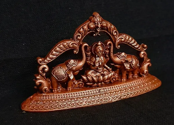 Brownish-Orange_Copper_Idols_India,_1.3_Inches,_Handmade_Mahalakshmi_Idols_With_Paired_Elephants,_55G,_Patina_Antique_Finish,_Pack_Of_1_Piece