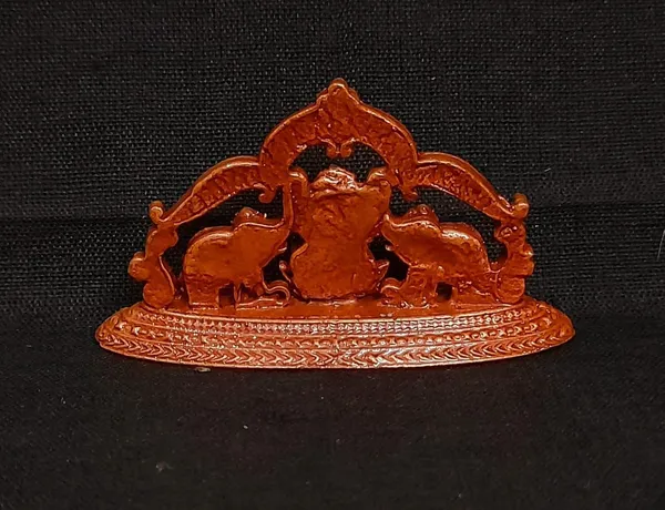 Brownish-Orange_Copper_Idols_India,_1.3_Inches,_Handmade_Mahalakshmi_Idols_With_Paired_Elephants,_55G,_Patina_Antique_Finish,_Pack_Of_1_Piece