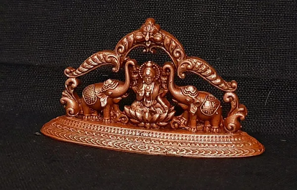 Brownish-Orange_Copper_Idols_India,_1.3_Inches,_Handmade_Mahalakshmi_Idols_With_Paired_Elephants,_55G,_Patina_Antique_Finish,_Pack_Of_1_Piece