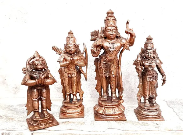 Brownish-Orange_Copper_Idols_Of_God_Ram_Darbar,_5.3_Inches,_730_Gram,_Patina_Antique_Finish,_Pack_Of_4_Piece