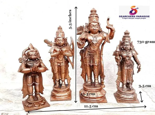 Brownish-Orange_Copper_Idols_Of_God_Ram_Darbar,_5.3_Inches,_730_Gram,_Patina_Antique_Finish,_Pack_Of_4_Piece