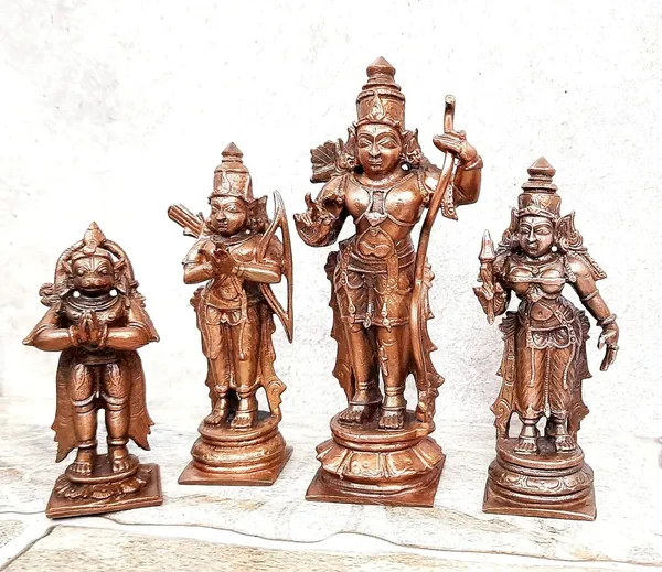 Brownish-Orange_Copper_Idols_Of_God_Ram_Darbar,_5.3_Inches,_730_Gram,_Patina_Antique_Finish,_Pack_Of_4_Piece