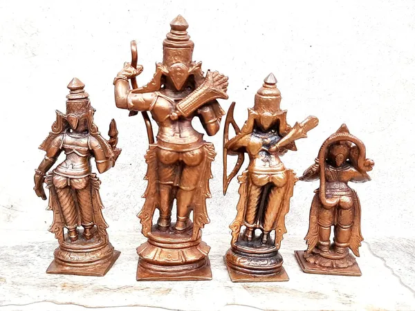 Brownish-Orange_Copper_Idols_Of_God_Ram_Darbar,_5.3_Inches,_730_Gram,_Patina_Antique_Finish,_Pack_Of_4_Piece