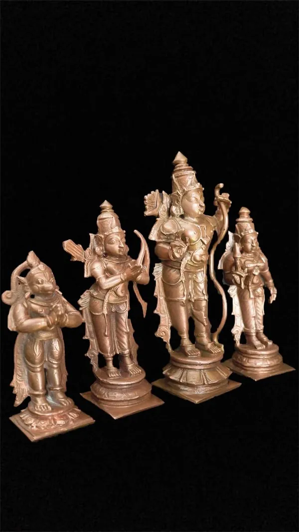 Brownish-Orange_Copper_Idols_Of_God_Ram_Darbar,_5.3_Inches,_730_Gram,_Patina_Antique_Finish,_Pack_Of_4_Piece