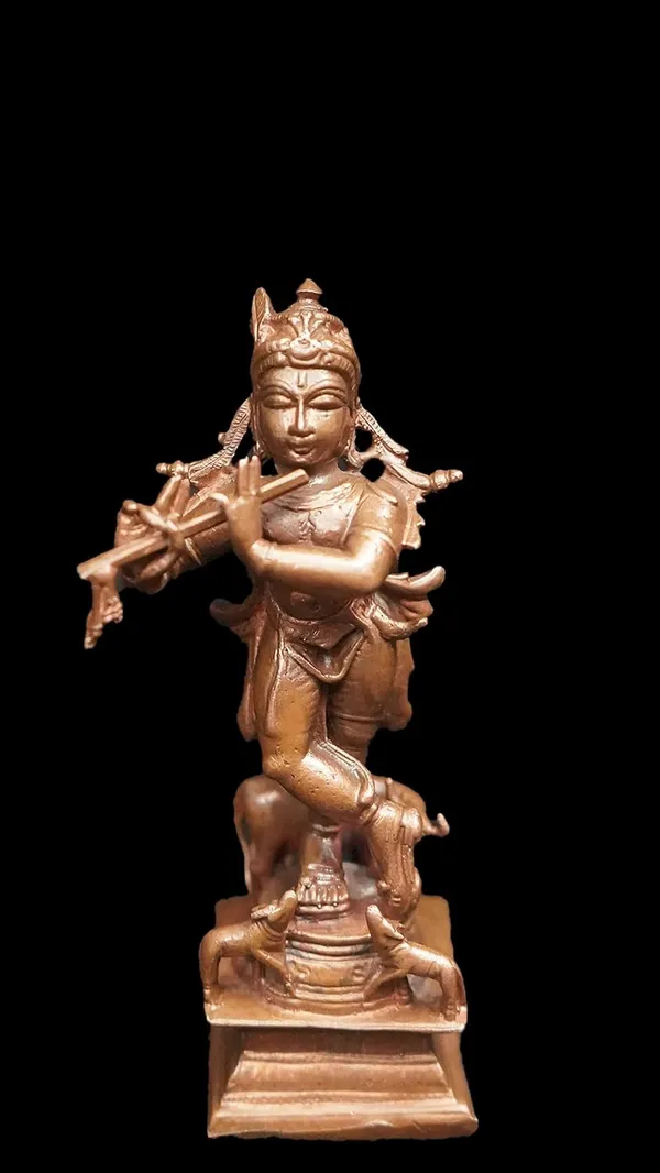 Brownish-Orange_Copper_Idols_India,_3.7_Inches,_Handmade_God_Krishna_185_Gram,_Patina_Antique_Finish,_Pack_Of_1_Piece