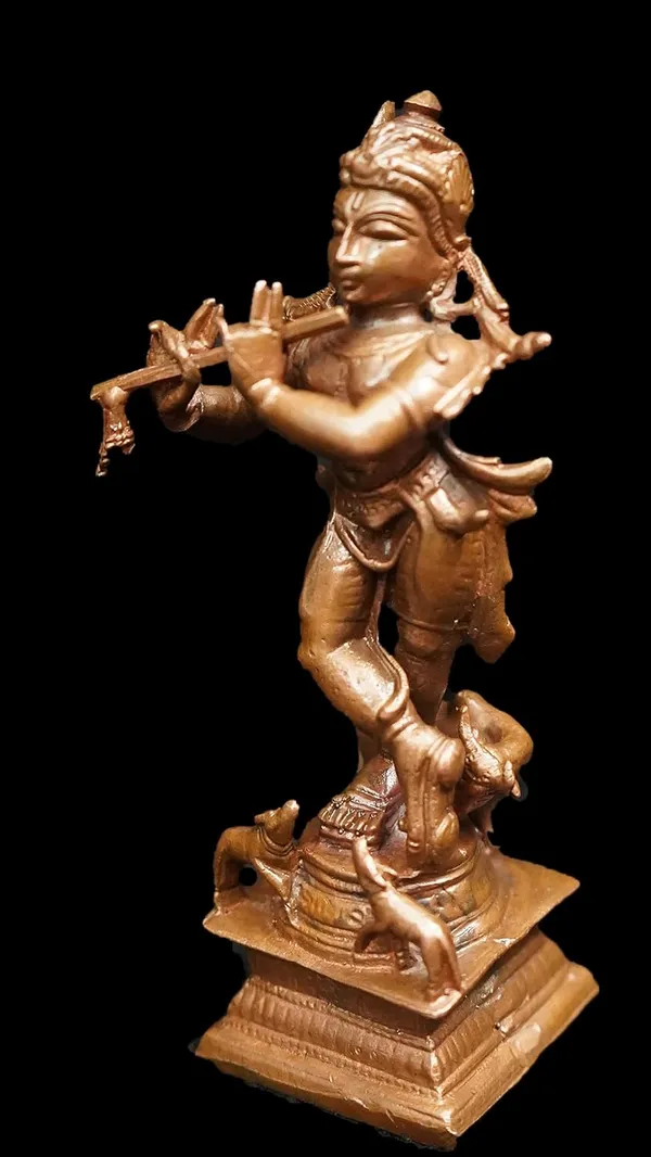 Brownish-Orange_Copper_Idols_India,_3.7_Inches,_Handmade_God_Krishna_185_Gram,_Patina_Antique_Finish,_Pack_Of_1_Piece