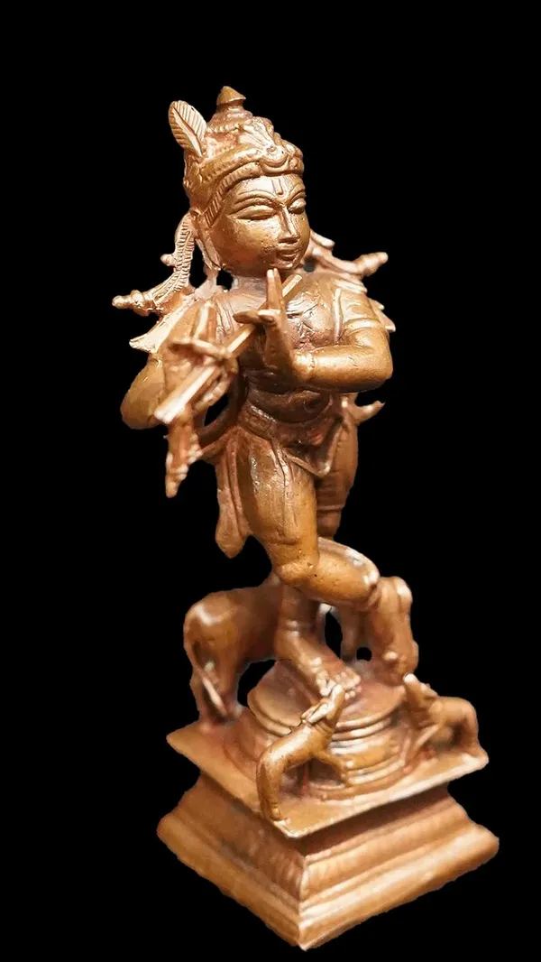 Brownish-Orange_Copper_Idols_India,_3.7_Inches,_Handmade_God_Krishna_185_Gram,_Patina_Antique_Finish,_Pack_Of_1_Piece