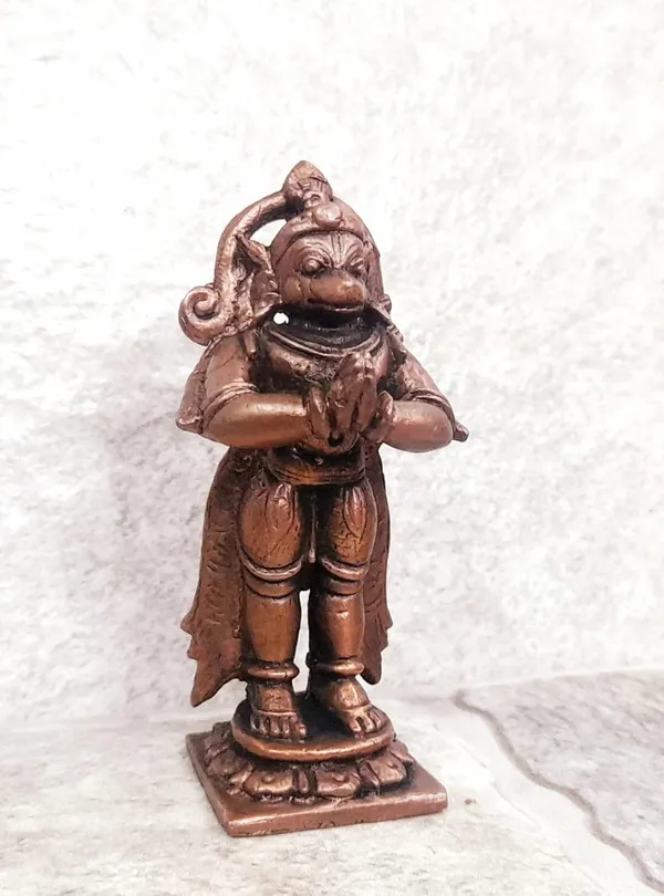 Brownish-Orange_Copper_Idols_Indiaby,_2.5_Inches,_Handmade_Standing_God_Hanuman,_85G,_Patina_Antique_Finish,_Pack_Of_1_Piece