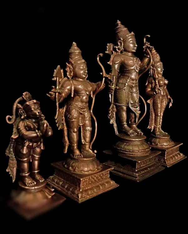 Brownish-Orange_Copper_Idols_Of_God_Ram_Darbar,_6_Inch,_1.6_Kg,_Patina_Antique_Finish,_Pack_Of_4_Piece