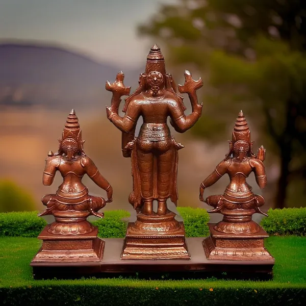 Brown_Handmade_Copper_Narasimhar_Sridevi,_Bhudevi_Combo_Set,_6.1_Inch,_1.7_Kg,_Pack_Of_Piece