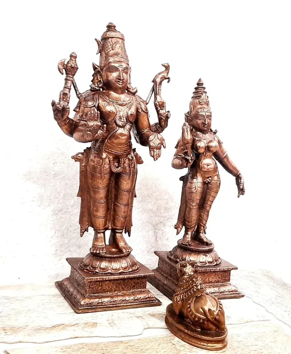 Brownish-Orange_Copper_Idols_India,_6.3_Inches,_Handmade_God_Shiva_With_Goddess_Parvathi_With_Nandhi,_1.201_Kg,_Patina_Antique_Finish,_Pack_Of_2_Piece