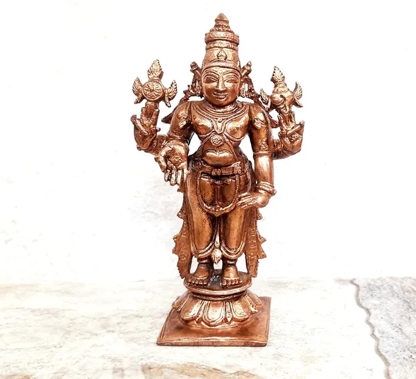 Brownish-Orange_Copper_Idols_India,_3.9_Inches,_Handmade_Lord_Venkateswara,_231Grams,_Patina_Antique_Finish,_Pack_Of_1_Piece