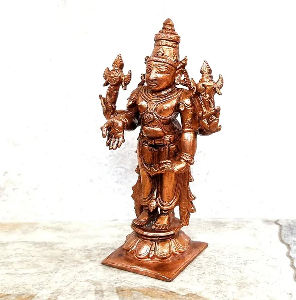 Brownish-Orange_Copper_Idols_India,_3.9_Inches,_Handmade_Lord_Venkateswara,_231Grams,_Patina_Antique_Finish,_Pack_Of_1_Piece