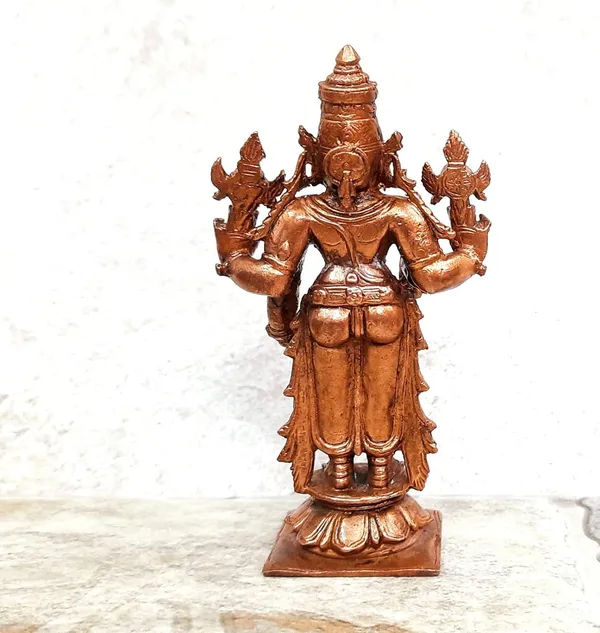 Brownish-Orange_Copper_Idols_India,_3.9_Inches,_Handmade_Lord_Venkateswara,_231Grams,_Patina_Antique_Finish,_Pack_Of_1_Piece