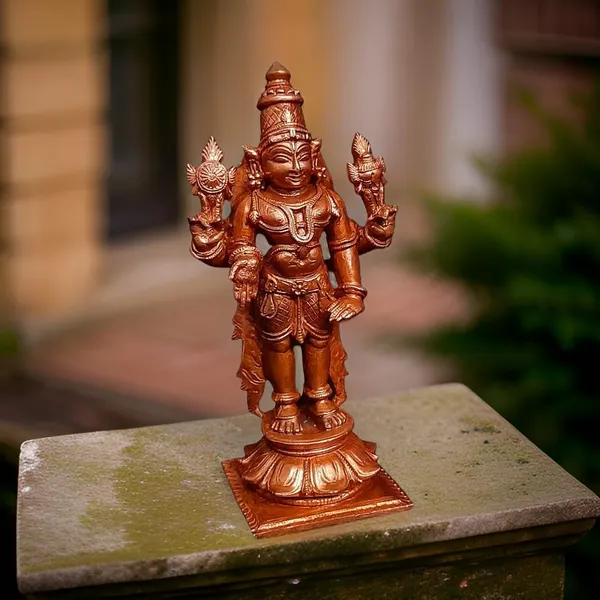 Brownish-Orange_Copper_Idols_India,_3.9_Inches,_Handmade_Lord_Venkateswara,_231Grams,_Patina_Antique_Finish,_Pack_Of_1_Piece