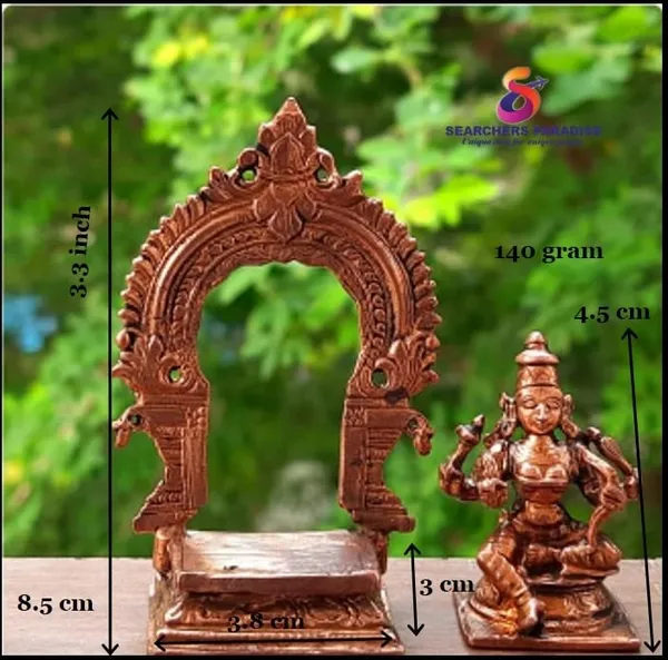 Brownish-Orange_Copper_Idols_India,_3.3_Inches,_Handmade_Raja_Rajeshwari_Idol_With_Makara_Thooranam,_140G,_Patina_Antique_Finish,_Pack_Of_1_Piece