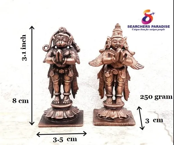Brownish-Orange_Copper_Idols,_8_Cm,_Handmade_Standing_Garudar_And_Hanuman_360_Gram,_Patina_Antique_Finish,_Pack_Of_1_Piece