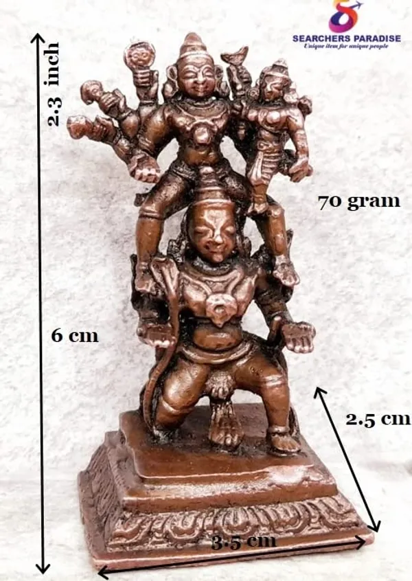 Brownish-Orange_Copper_Idols_India,_2.3_Inches,_Handmade_Garuda_Vahanam_With_Perumal_And_Lakshmi,_100G,_Patina_Antique_Finish,_Pack_Of_1_Piece