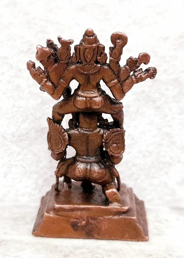 Brownish-Orange_Copper_Idols_India,_2.3_Inches,_Handmade_Garuda_Vahanam_With_Perumal_And_Lakshmi,_100G,_Patina_Antique_Finish,_Pack_Of_1_Piece