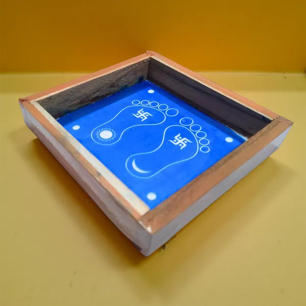 Searchers_Paradise_Lakshmi_Padam_Kolam_with_Swastik_Rangoli_Stencil,Pack_of_1_Piece_5_*_5_inches