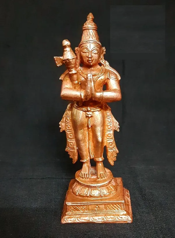 Brownish-Orange_Copper_Idols_Indiaby_3.9Inches,_Rarest_Handmade_Chandikeswarar,_230G,_Patina_Antique_Finish,_Pack_Of_1_Piece