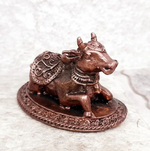 Brownish-Orange_Copper_Idols,_3.3_Inches,_Handmade_Nandhi,_80G,_Patina_Antique_Finish,_Pack_Of_1_Piece