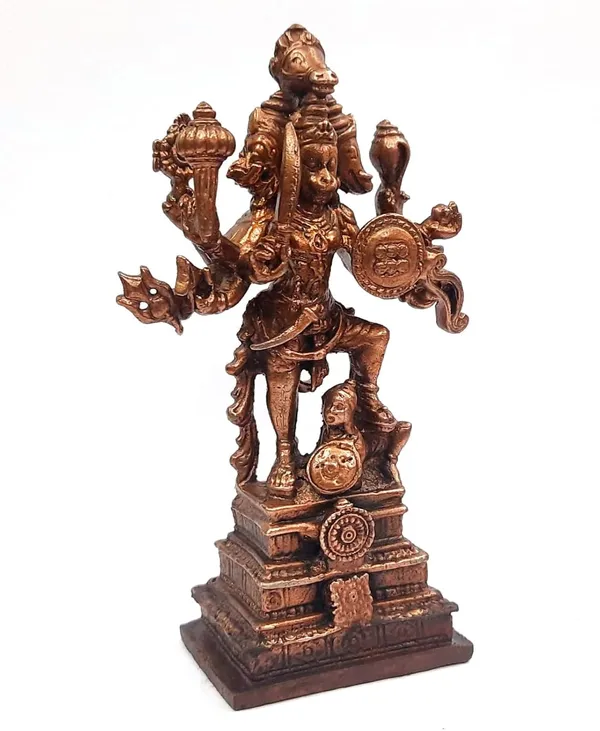 Brownish-Orange_Copper_Idols_Of_God_Panchamuki_Hanuman,_4.1_Inches,_296G,_Patina_Antique_Finish,_Pack_Of_1_Piece