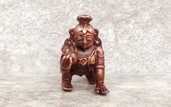 Brownish-Orange_Copper_Idols_Of_God_Bal_Krishna_With_Laddu_By_Searchers_Paradise,_1.6_Inches,_55G,_Patina_Antique_Finish,_Pack_Of_1_Piece