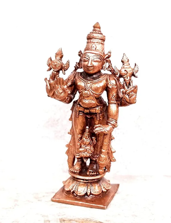 Brownish-Orange_Copper_Idols_Of_God_Srinivasa_Perumal_With_Lakshmi,_10Cm,_250_G,_Patina_Antique_Finish,_Pack_Of_1_Piece